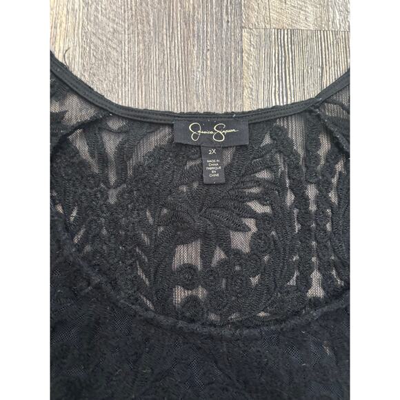 Jessica Simpson Black Lace Top Size 2X - Picture 3 of 8